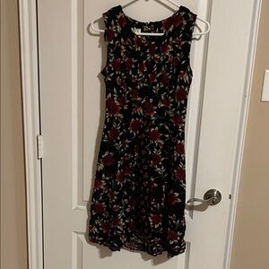 Floral Sleeveless Black and Red Dress